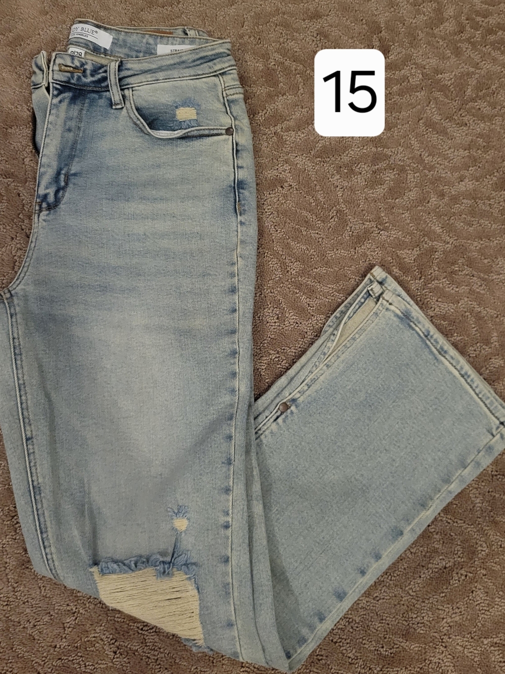 Judy Blue Light Blue Straight Leg Jeans Split Hem